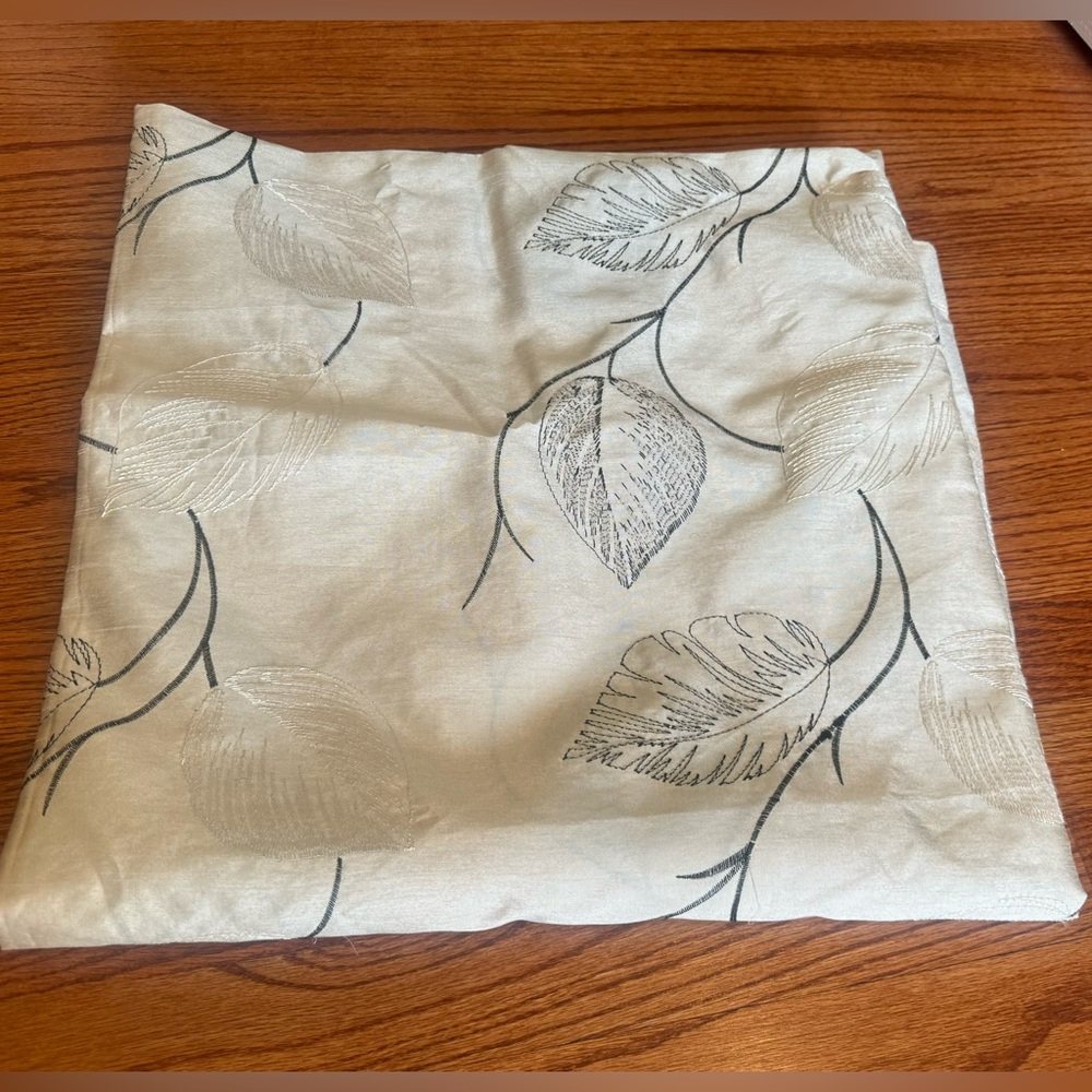 CROSCILL beige with beige and black leaves Fabric Shower Curtain 72 x 72